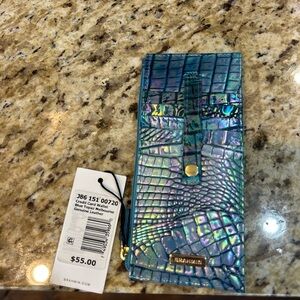 Brahmin Blue Topaz Crocodile Embossed Wallet card NWT